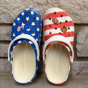 CROCS Patriotic Stars and Stripes Loafers - Blue and Red